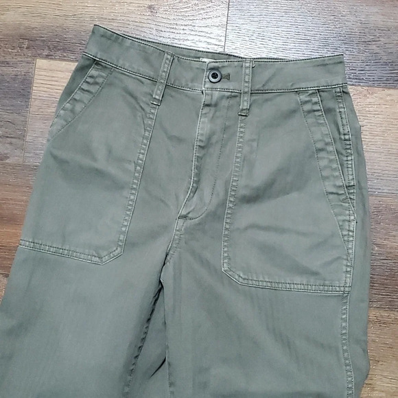 Madewell army green high waist denim Chino euc big pockets - Picture 2 of 9